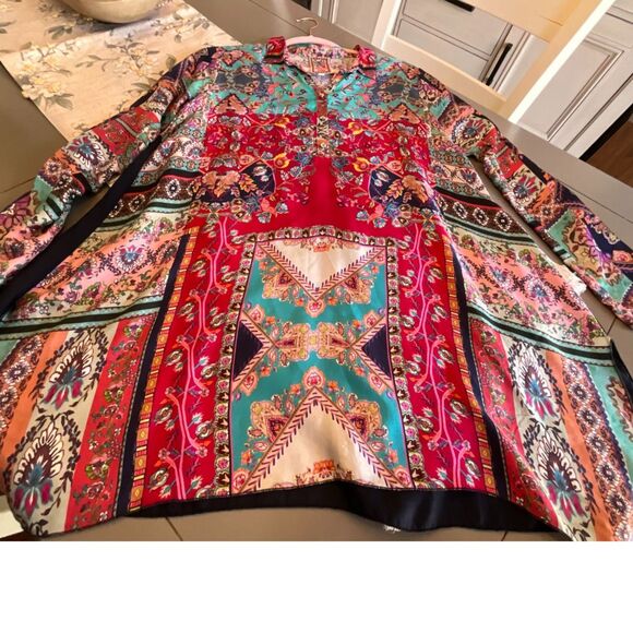 Stunning Johnny Was silk tunic; size small EUC boho chic - Picture 4 of 6